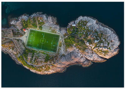 Football field on the edge of the world