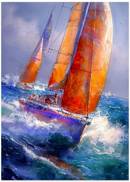 Yacht racing sport art