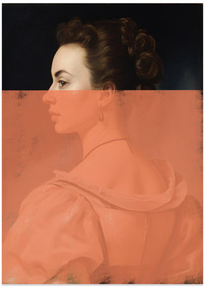 Altered Portrait of Woman Orange Modern Art