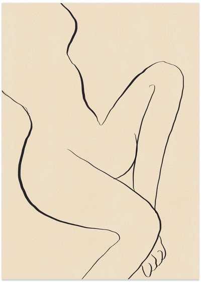 Minimal line art sitting nude