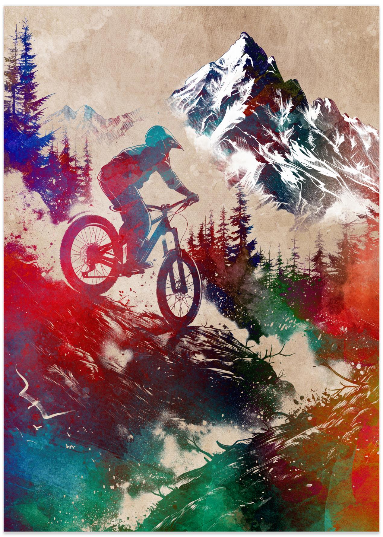 Mountain biker sport art