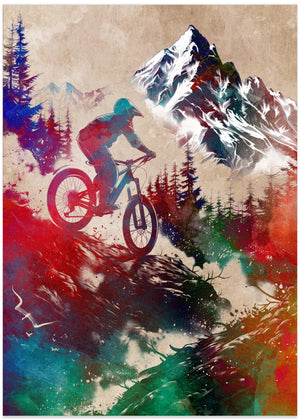 Mountain biker sport art
