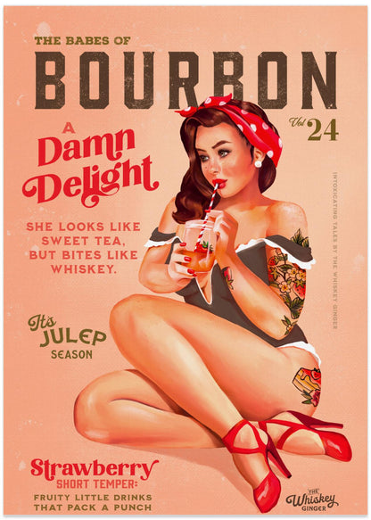 Bourbon Babes Vol 22 Vintage Pinup Girl Drinking A Cocktail