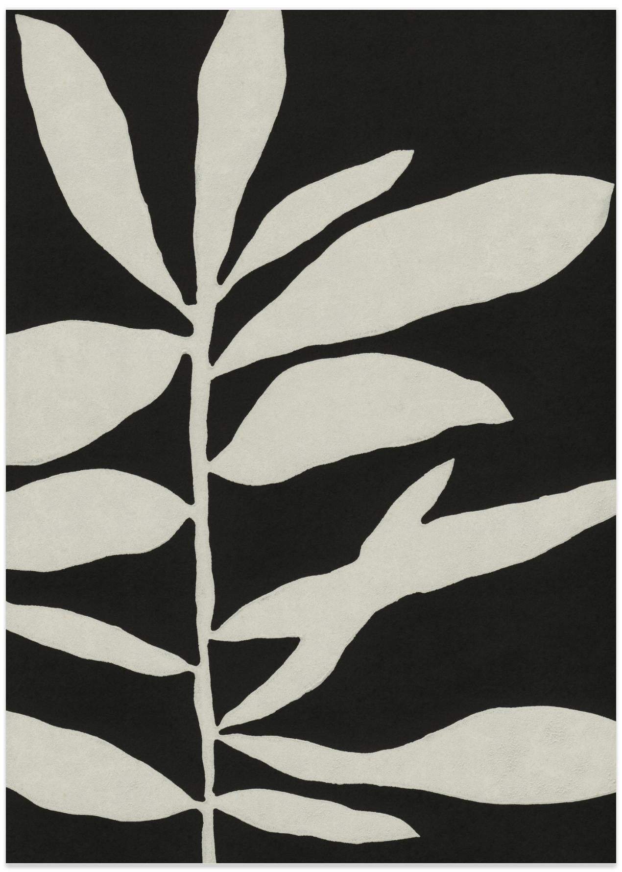 Linocut Branch #3 / White &amp; Black