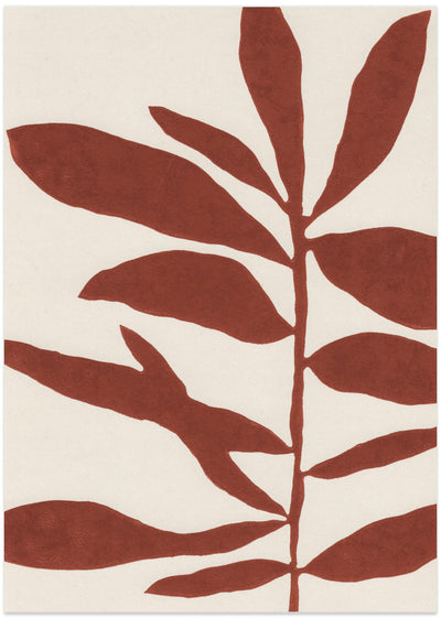 Linocut Branch #3 : Saffron Red