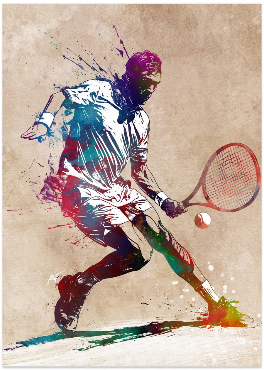 Tennis sport art brown