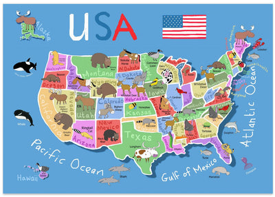 Illustrert kart over USA