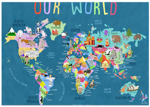 Illustrated world map for children