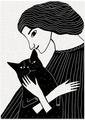 Cat Lady with Black Cat