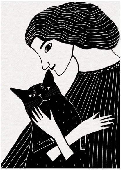 Cat Lady with Black Cat