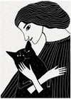 Cat Lady with Black Cat