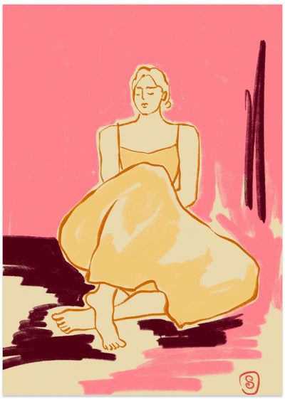 Seated Figure In A Flowing Dress