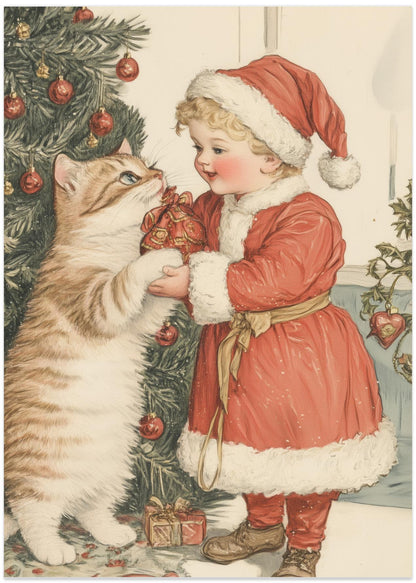 Christmas Kid and Cat