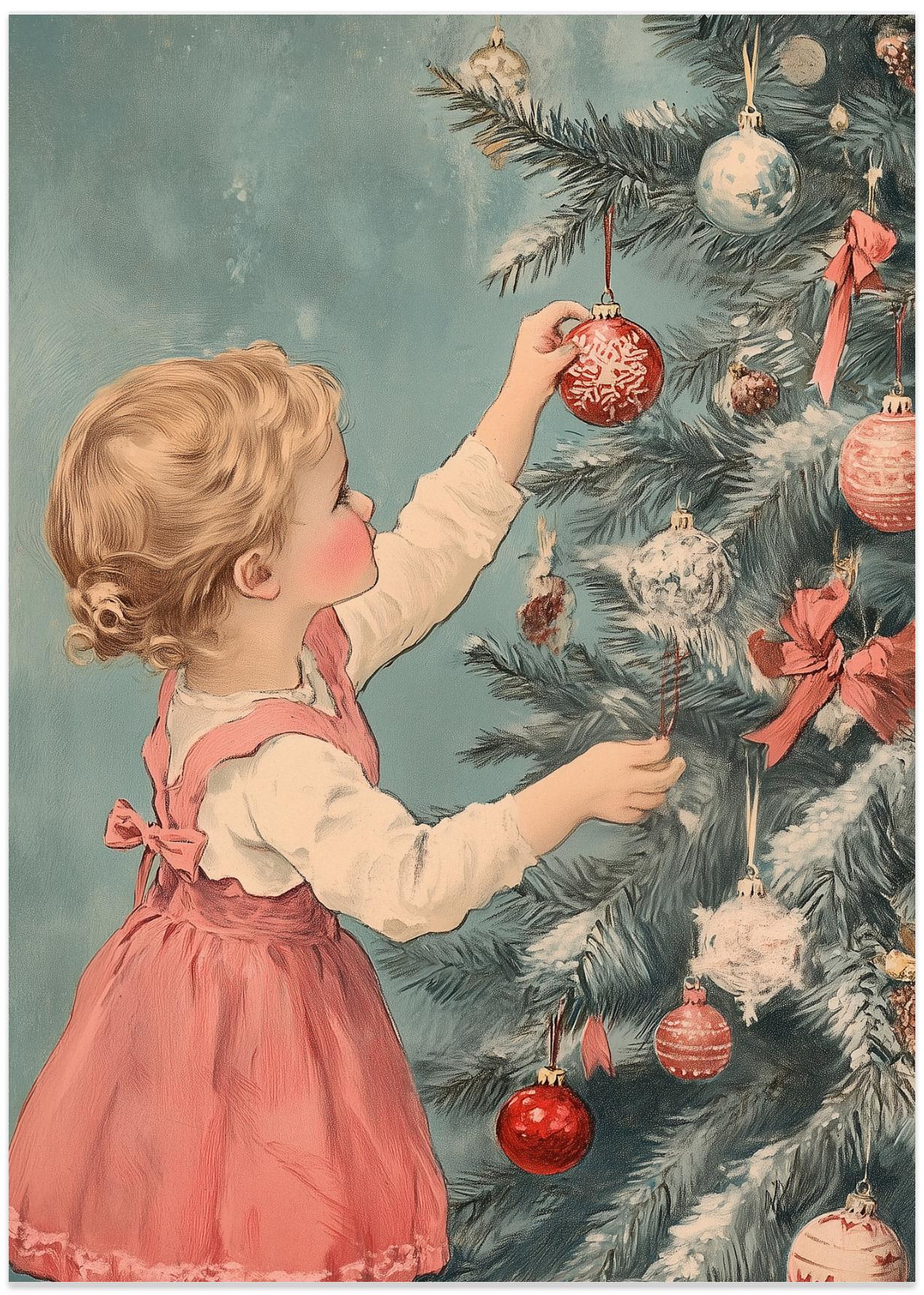 Young Girl At Chritmas Tree 1950s Style