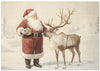 Santa Claus with Reindeer in Winter Wonderland