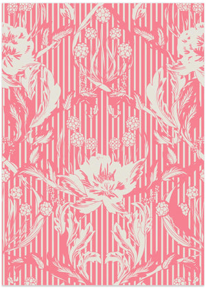 Floral Heritage Morris monochrome stripes raspberry red pattern