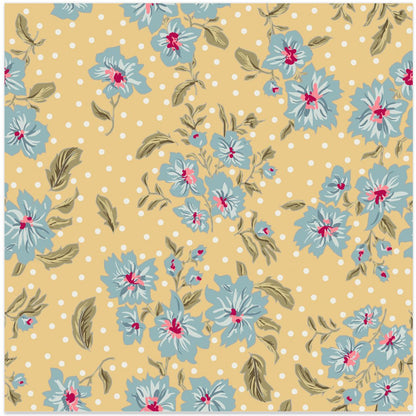 Floral Heritage bouquet vintage blue pattern