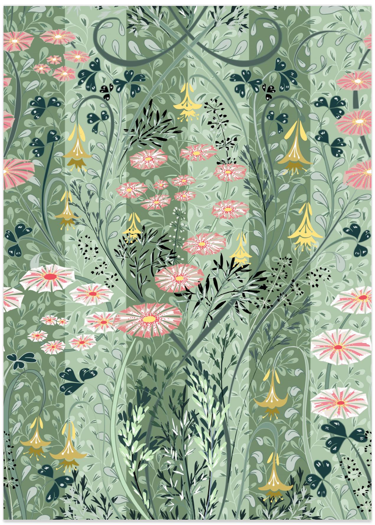 Meadow Scent Sage Green Pattern