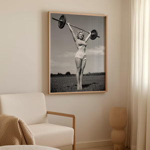 Marilyn Monroe treningsplakat – ikonisk retrofoto med vekter
