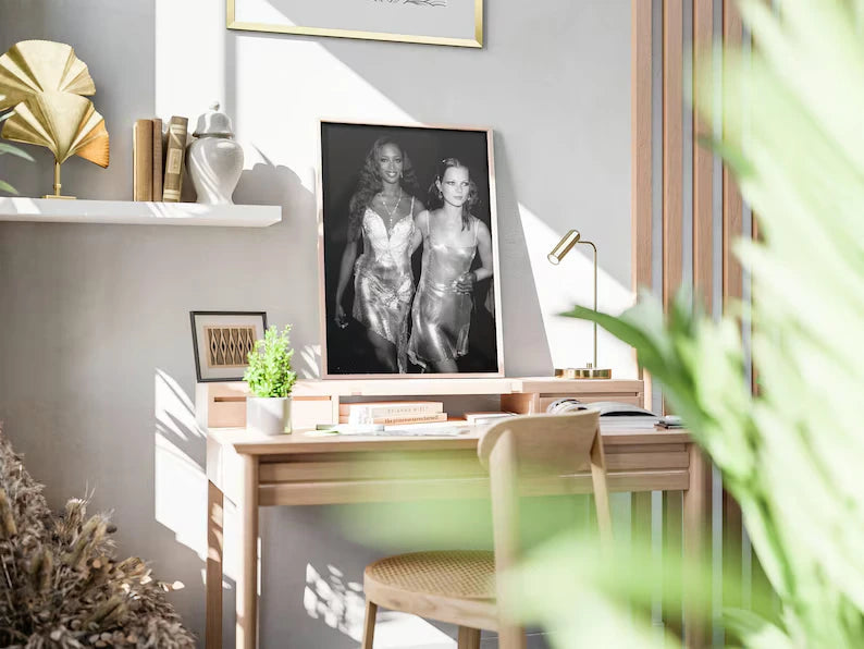 Toile D'Art Naomi Campbell Noir Et Blanc 60x90 Cm - Impression Haute Qualité Style Kate Moss Sur Toile