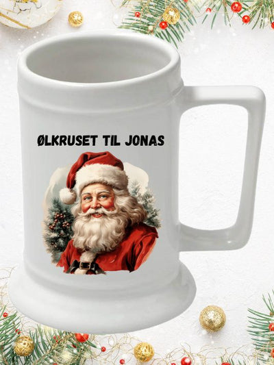 Ølkrus til jul - Med eget navn - Velg design selv