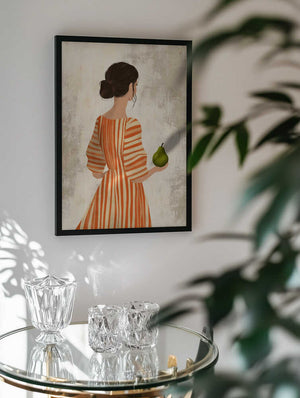 Elegant Woman Holding Pear