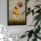 Joyful Girl Flying Flowers