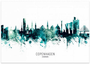 Copenhagen Watercolor Skyline
