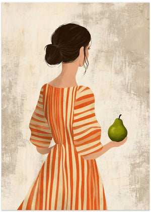 Elegant Woman Holding Pear