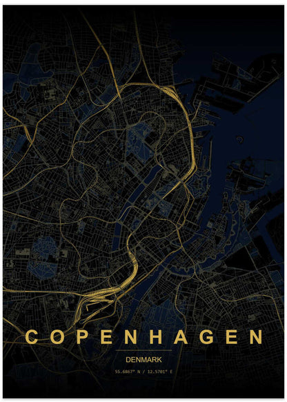 Copenhagen Night Map
