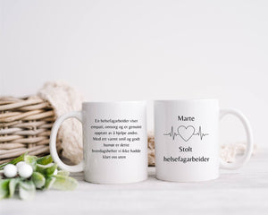 Kopp til helsefagarbeider - med eget navn