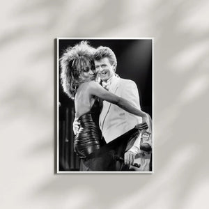 Tina Turner & David Bowie plakat – ikonisk rockeøyeblikk
