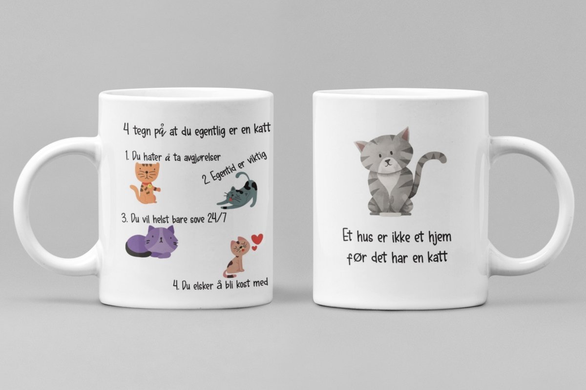4 tegn på at du er en katt - krus - Plakatbar.no