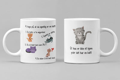 4 tegn på at du er en katt - krus - Plakatbar.no