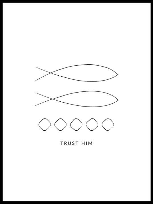 5 brød 2 fisker - Kristen kunstplakat - Plakatbar.no