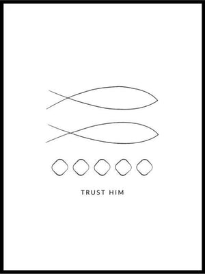 5 brød 2 fisker - Kristen kunstplakat - Plakatbar.no