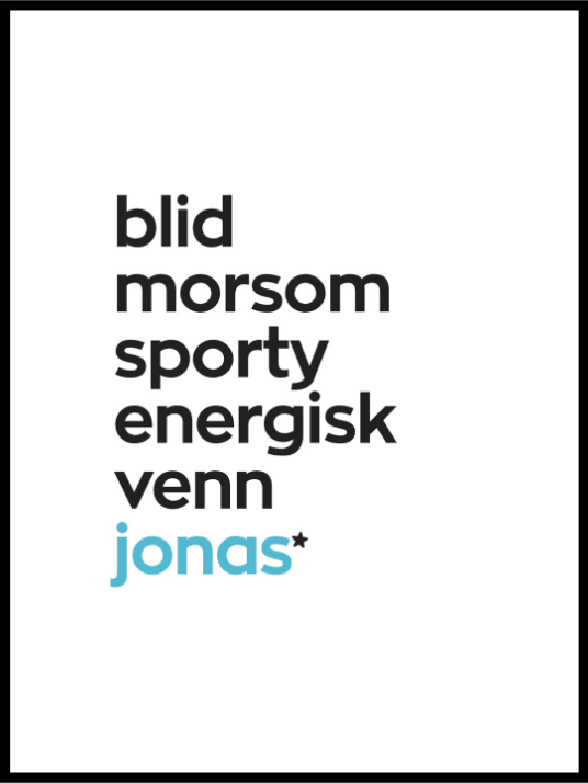 5 ord til en venn - blå - Plakatbar.no