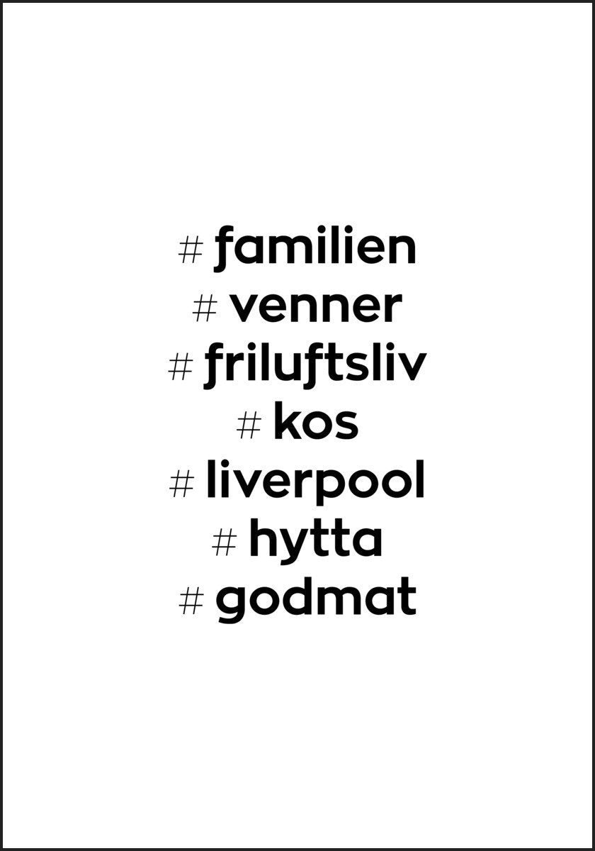 7 valgfrie emneknagger - kul plakat - Plakatbar.no