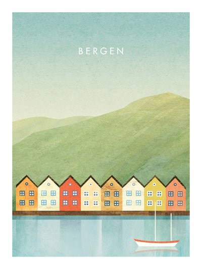 Bergen - Kunstplakat av Henry Rivers