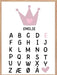 ABC-plakat Prinsesse - Med eget navn - Plakatbar.no
