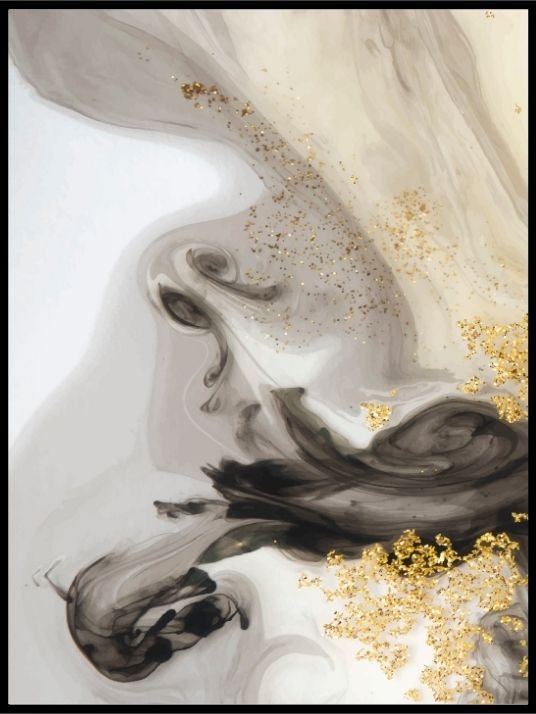 Abstract black - gold - white poster 02