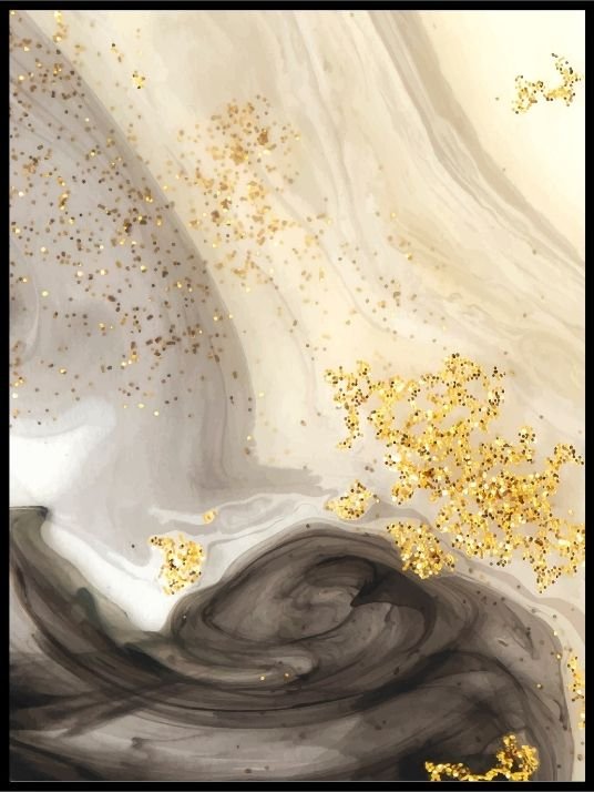 Abstract black - gold - white poster