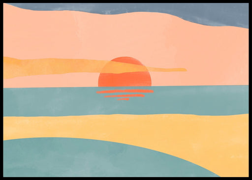 Akvarell av en solnedgang - Poster - Plakatbar.no