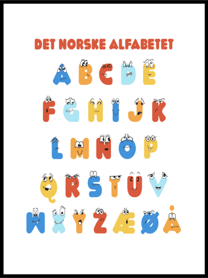 Alfabetet med morsomme figurer - Plakat - Plakatbar.no