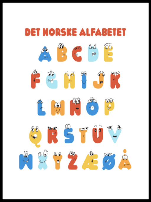Alfabetet med morsomme figurer - Plakat - Plakatbar.no