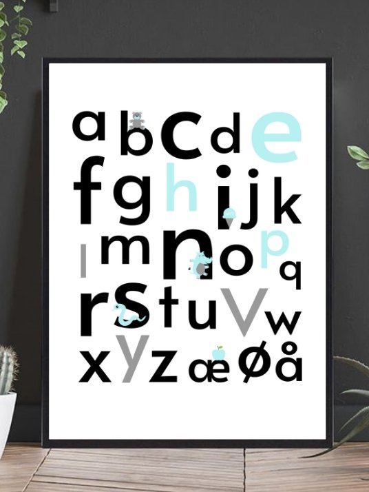 Alfabetplakaten - søt og lærerik plakat til de minste - Plakatbar.no