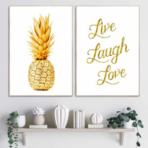 Ananas - Gull med hvit bakgrunn plakat - Plakatbar.no