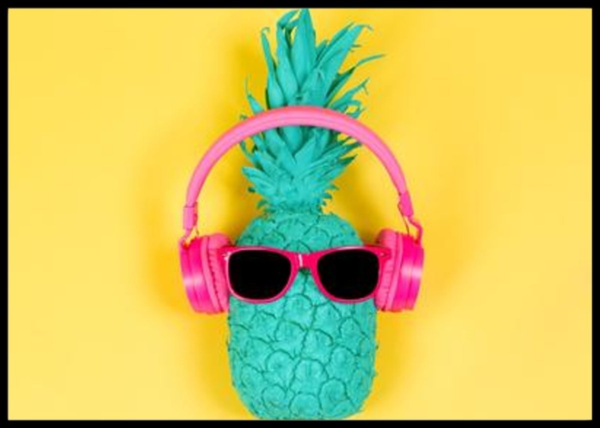 Ananas med headsett poster - Plakatbar.no