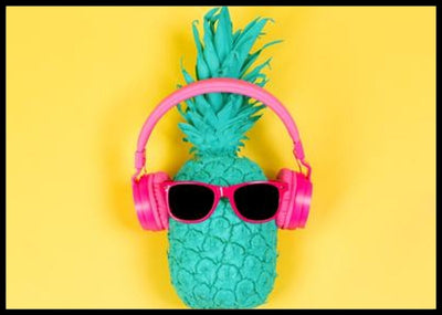 Ananas med headsett poster - Plakatbar.no
