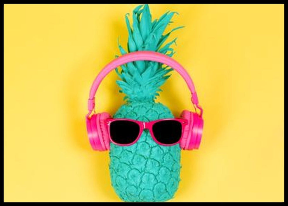 Ananas med headsett poster - Plakatbar.no